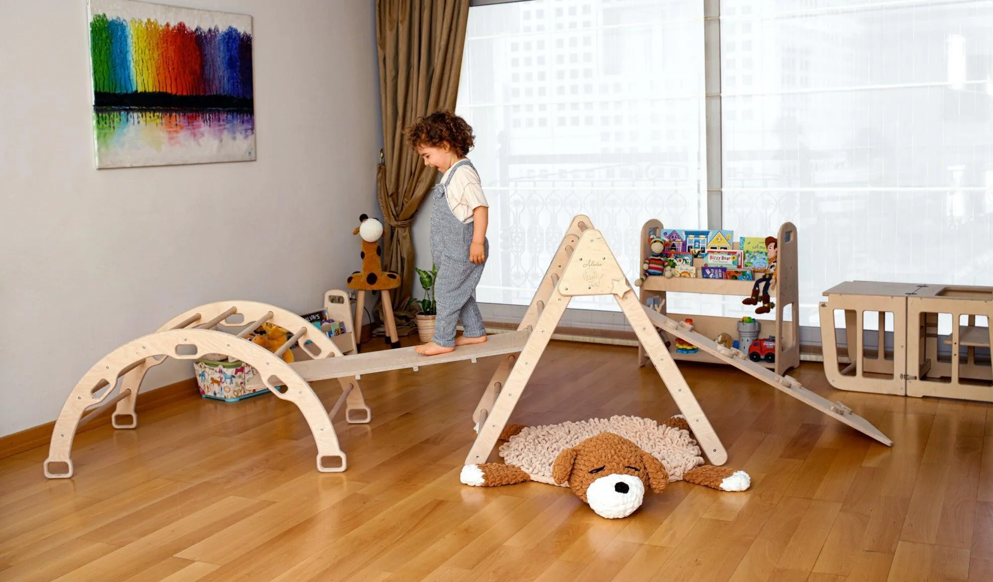 4 Pieces Climbing Set - Climbing Triangle, Arch Rocker, Pillow, and 2in1 Ramp