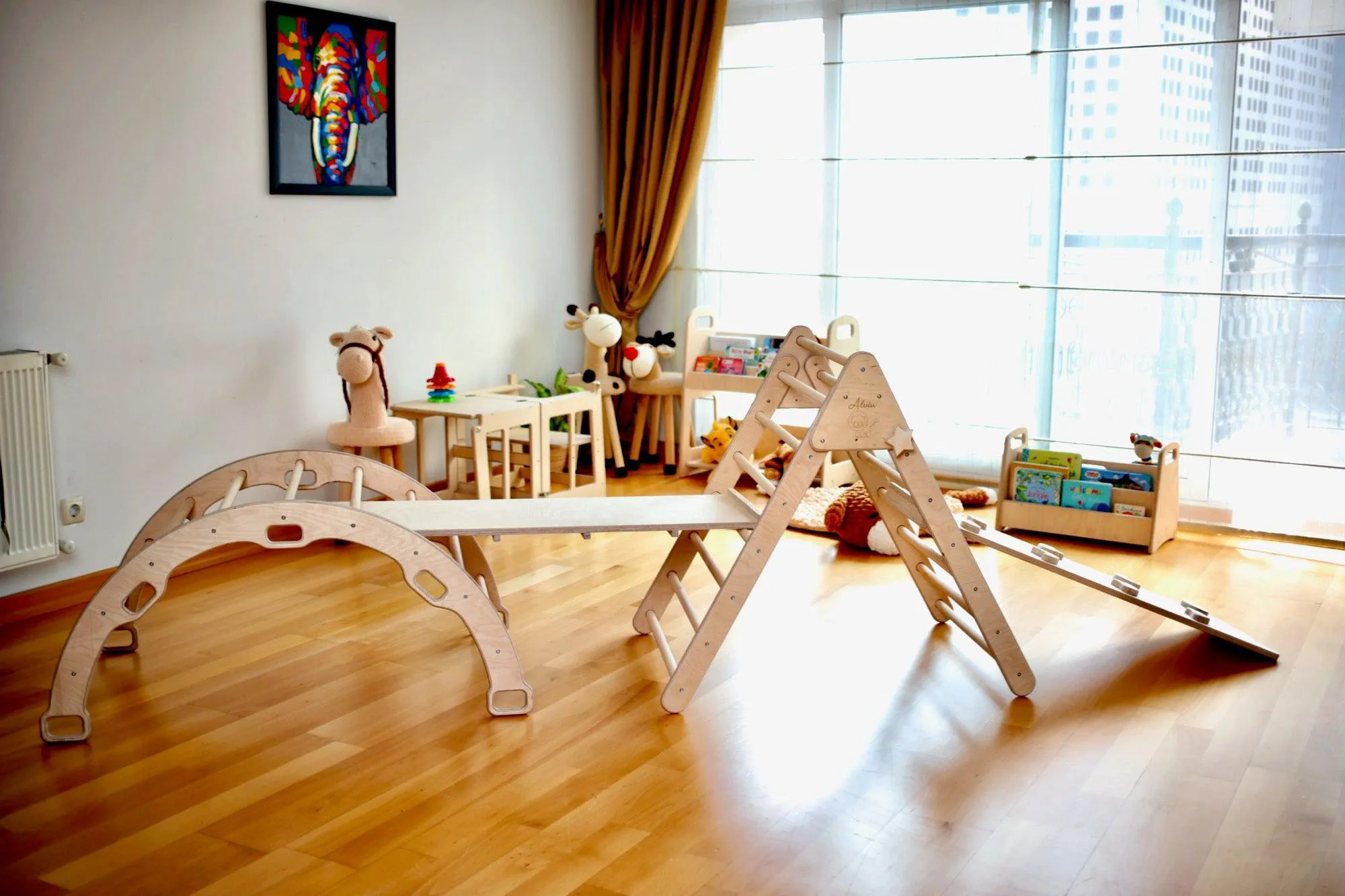 4 Pieces Climbing Set - Climbing Triangle, Arch Rocker, Pillow, and 2in1 Ramp