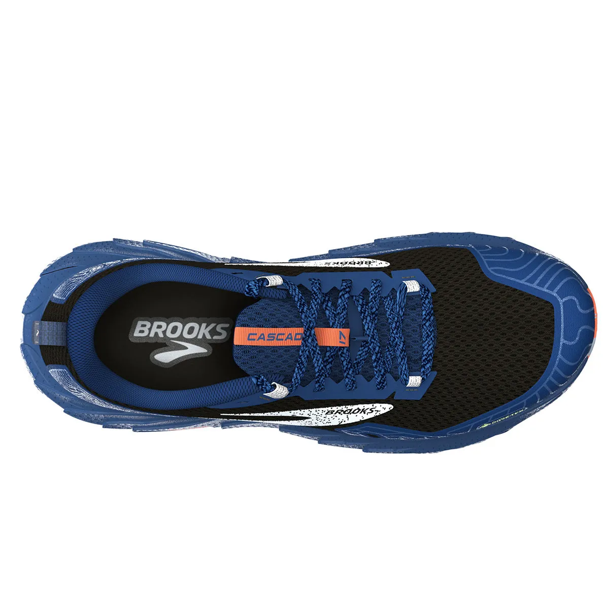 Mens Brooks Cascadia 17 GTX Trail Running Shoes - Black/Blue/Firecracker