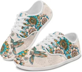 chaqlin Hummingbird Flats Shoes Women Dressy Comfortable Lace Up Sneaker Non Slip Casual Walking Running Tennis Shoe