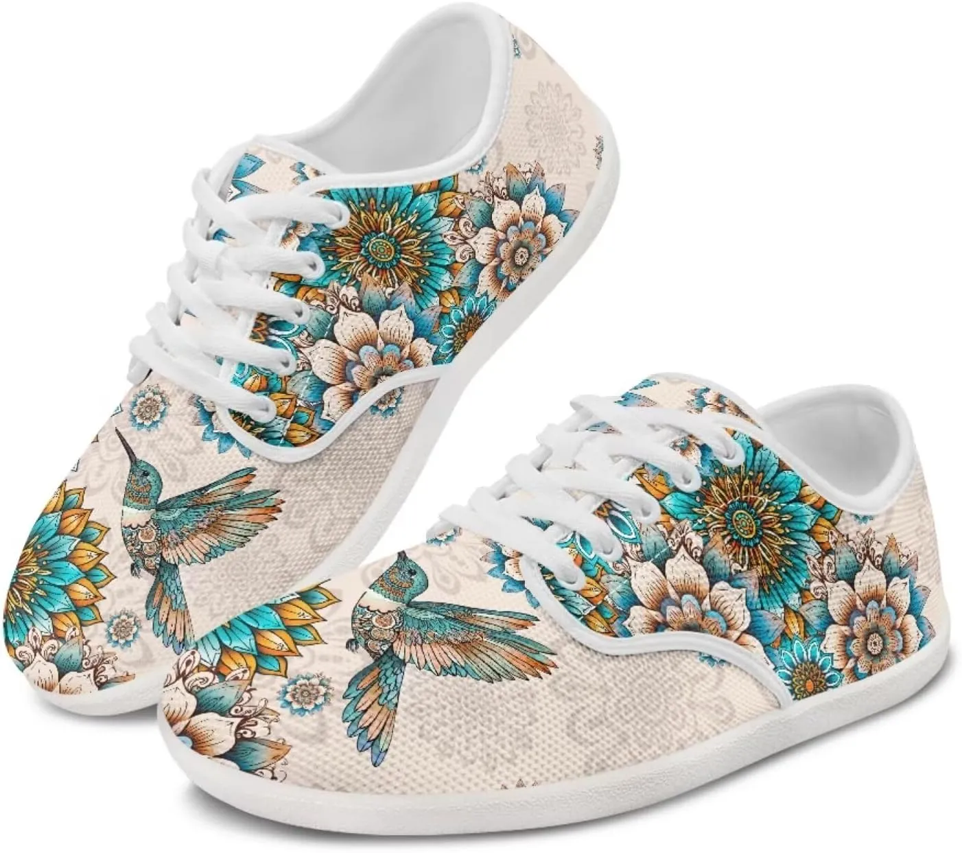 chaqlin Hummingbird Flats Shoes Women Dressy Comfortable Lace Up Sneaker Non Slip Casual Walking Running Tennis Shoe