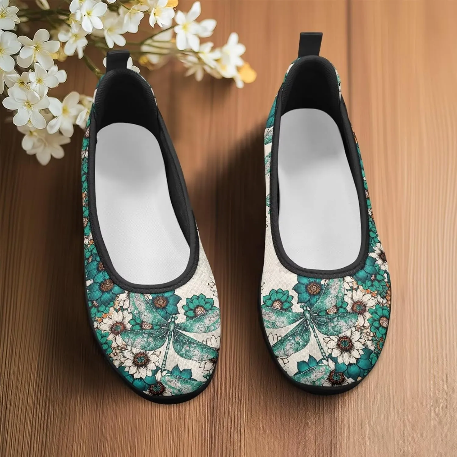 Coloranimal Loafers for Women Mesh Flats Womens Flats Walking Shoes Comfort Slip On Shoes Low Cut Lightweight Athletic Shoes
