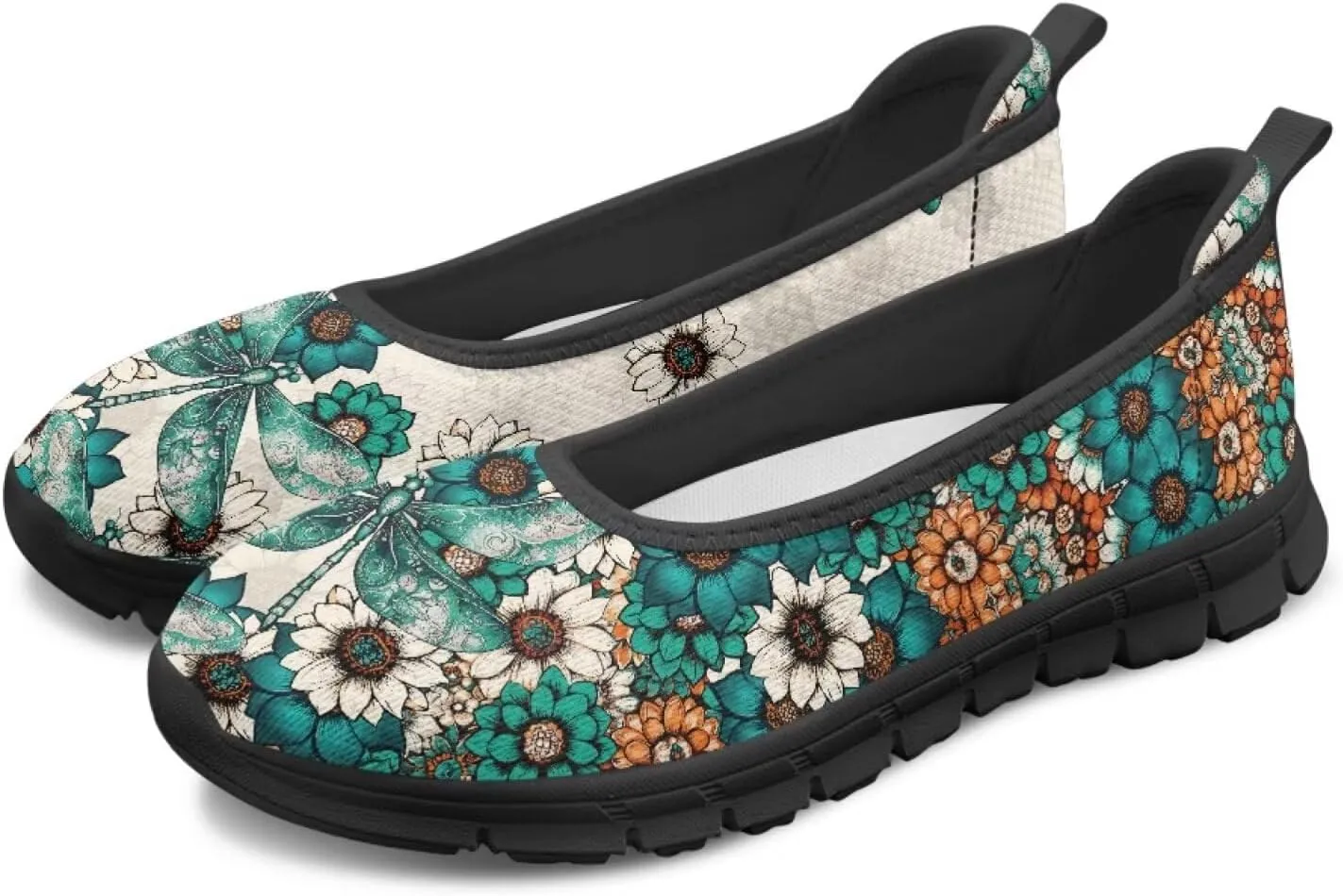 Coloranimal Loafers for Women Mesh Flats Womens Flats Walking Shoes Comfort Slip On Shoes Low Cut Lightweight Athletic Shoes