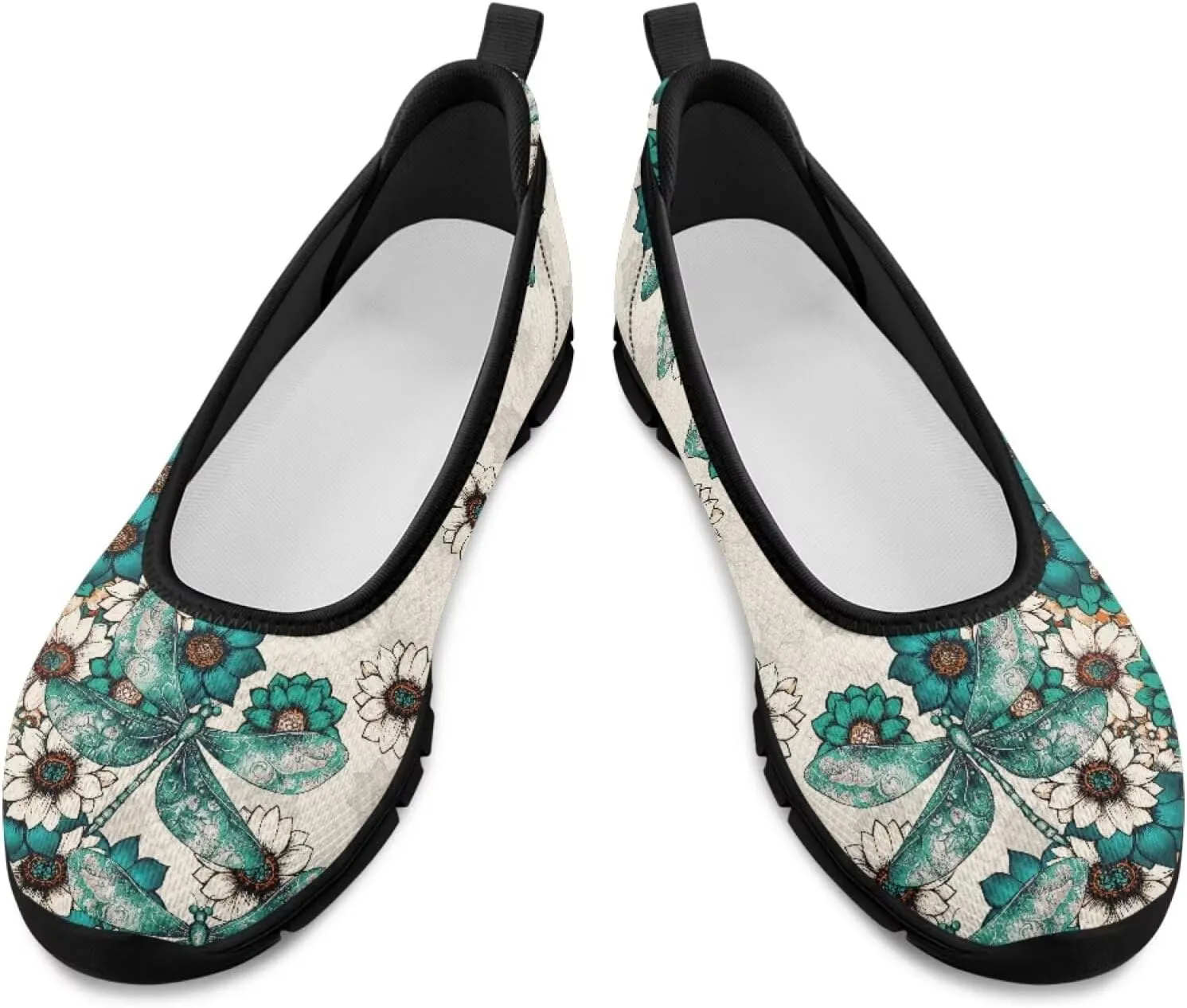 Coloranimal Loafers for Women Mesh Flats Womens Flats Walking Shoes Comfort Slip On Shoes Low Cut Lightweight Athletic Shoes