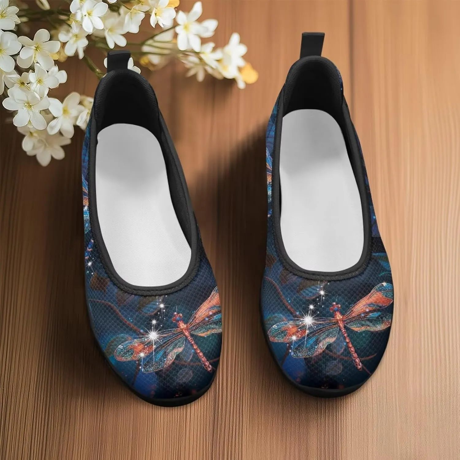 Coloranimal Loafers for Women Mesh Flats Womens Flats Walking Shoes Comfort Slip On Shoes Low Cut Lightweight Athletic Shoes