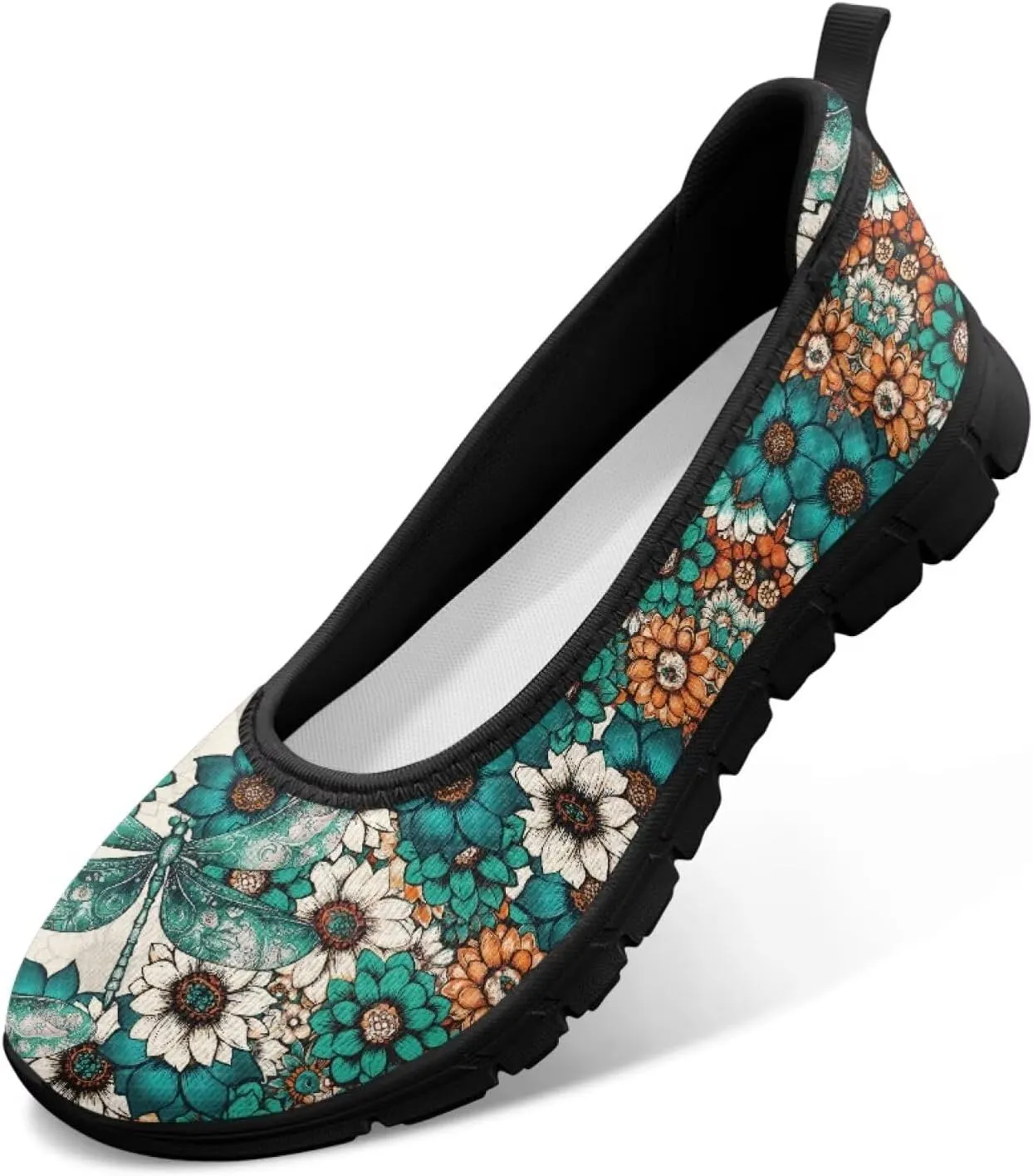Coloranimal Loafers for Women Mesh Flats Womens Flats Walking Shoes Comfort Slip On Shoes Low Cut Lightweight Athletic Shoes