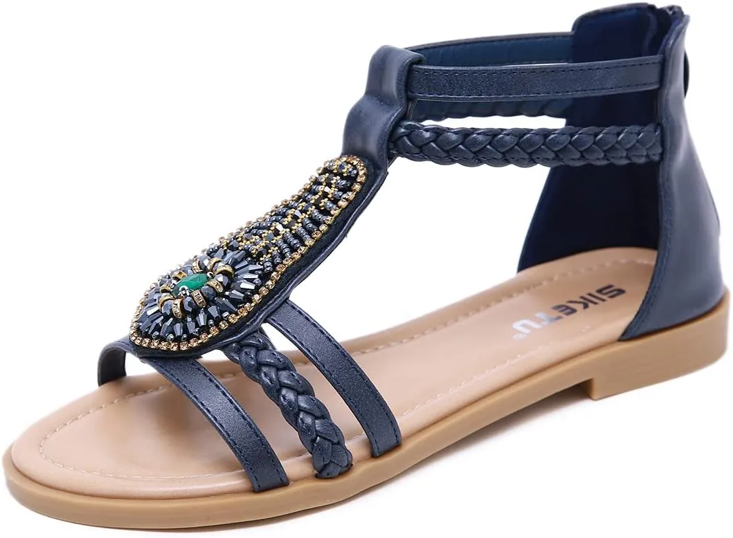 DKCHENH Ethnic Style Women's Summer Casual Vintage Sandals Flat Shoes Outdoor Shoes