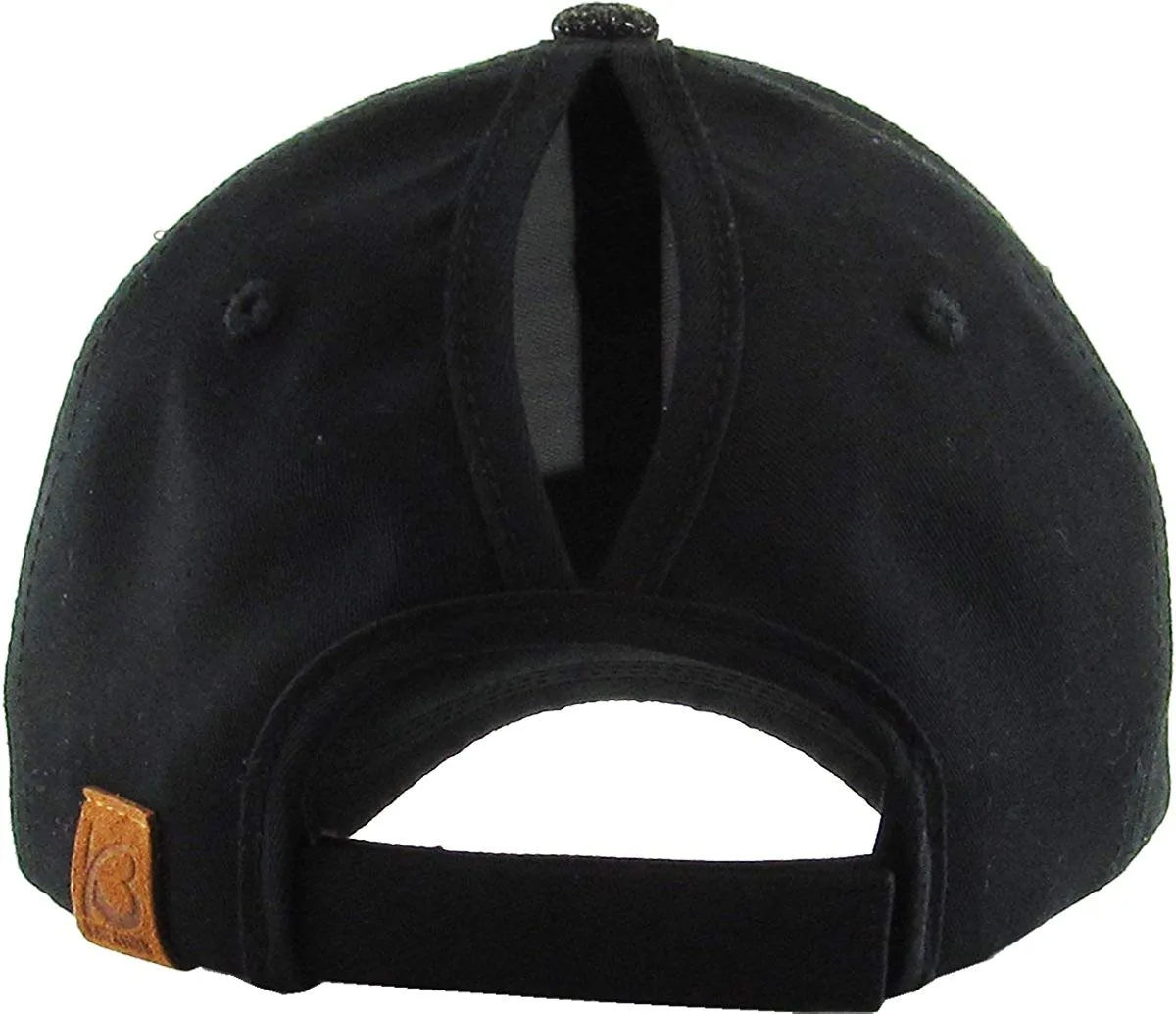 Glitter High Ponytail Messy Bun Hat