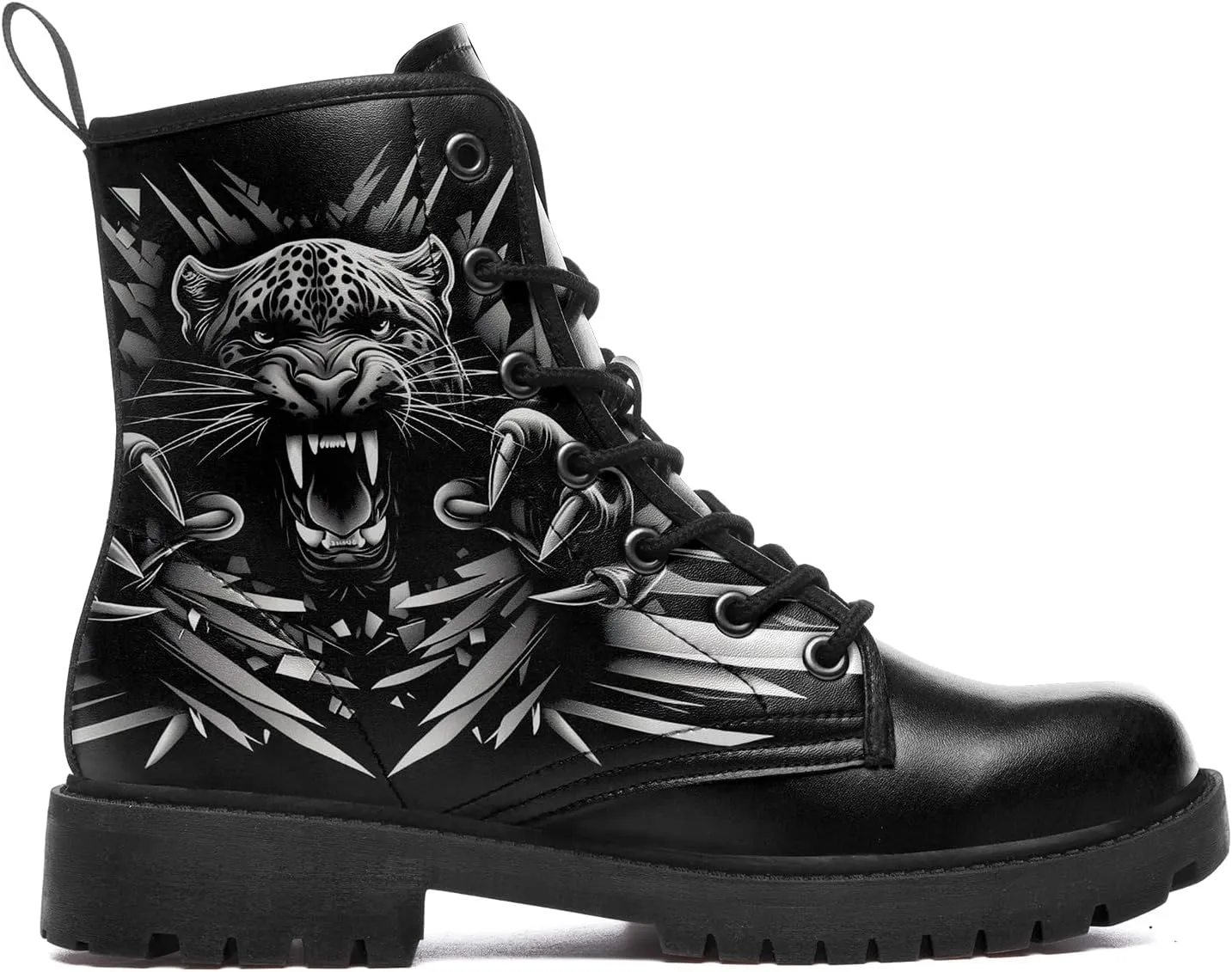 Gothic Skull Combat Boots for Women & Men  Punk Rose Lace-Up Ankle Boots  Microfiber Leather  Grunge Streetwear Shoes