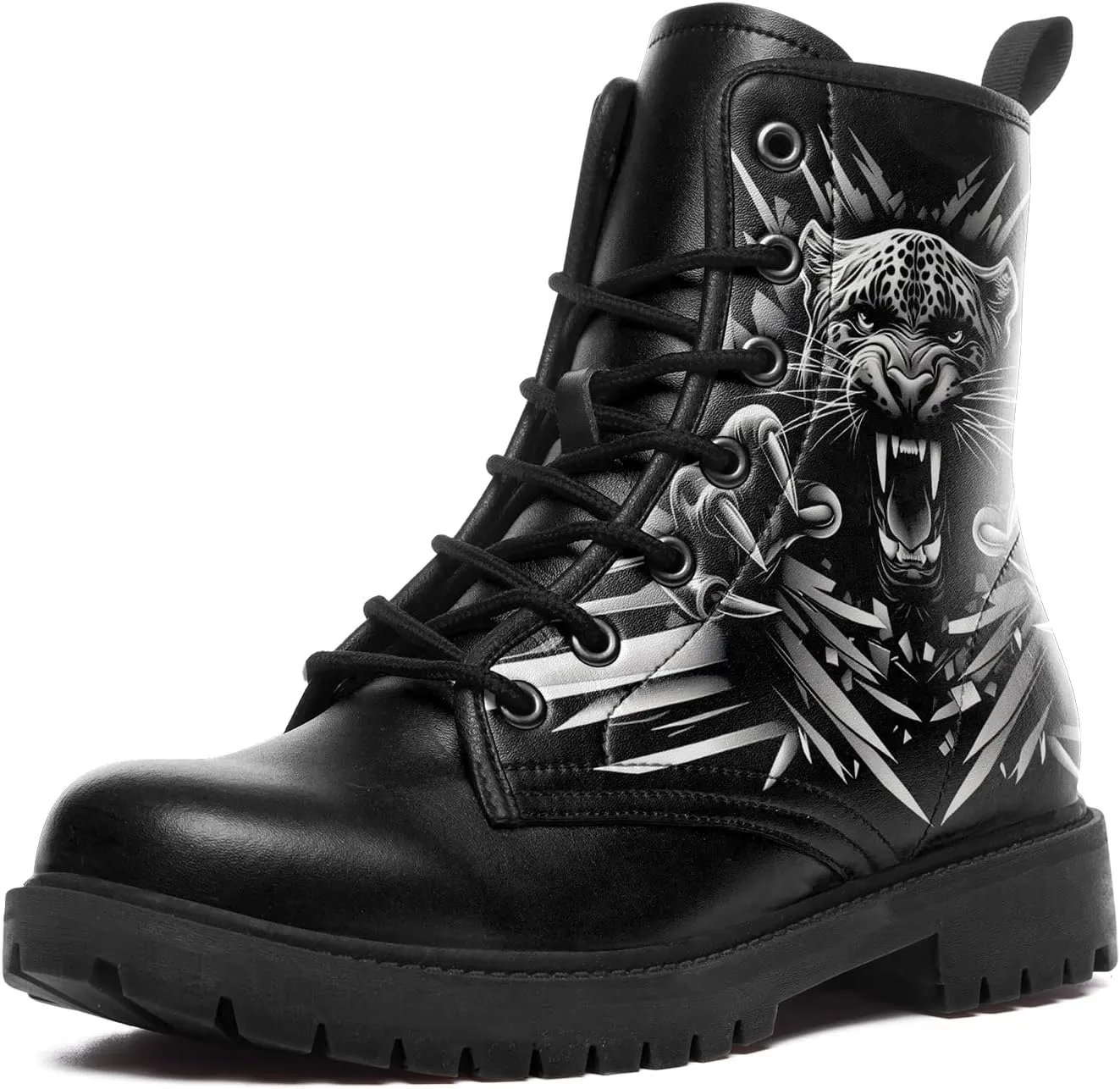 Gothic Skull Combat Boots for Women & Men  Punk Rose Lace-Up Ankle Boots  Microfiber Leather  Grunge Streetwear Shoes