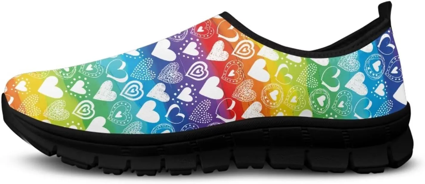 Heart Casual Sneakers for Women Show Loves Slip on Loafers with Arch Support Low Cut Shoes Valentine's