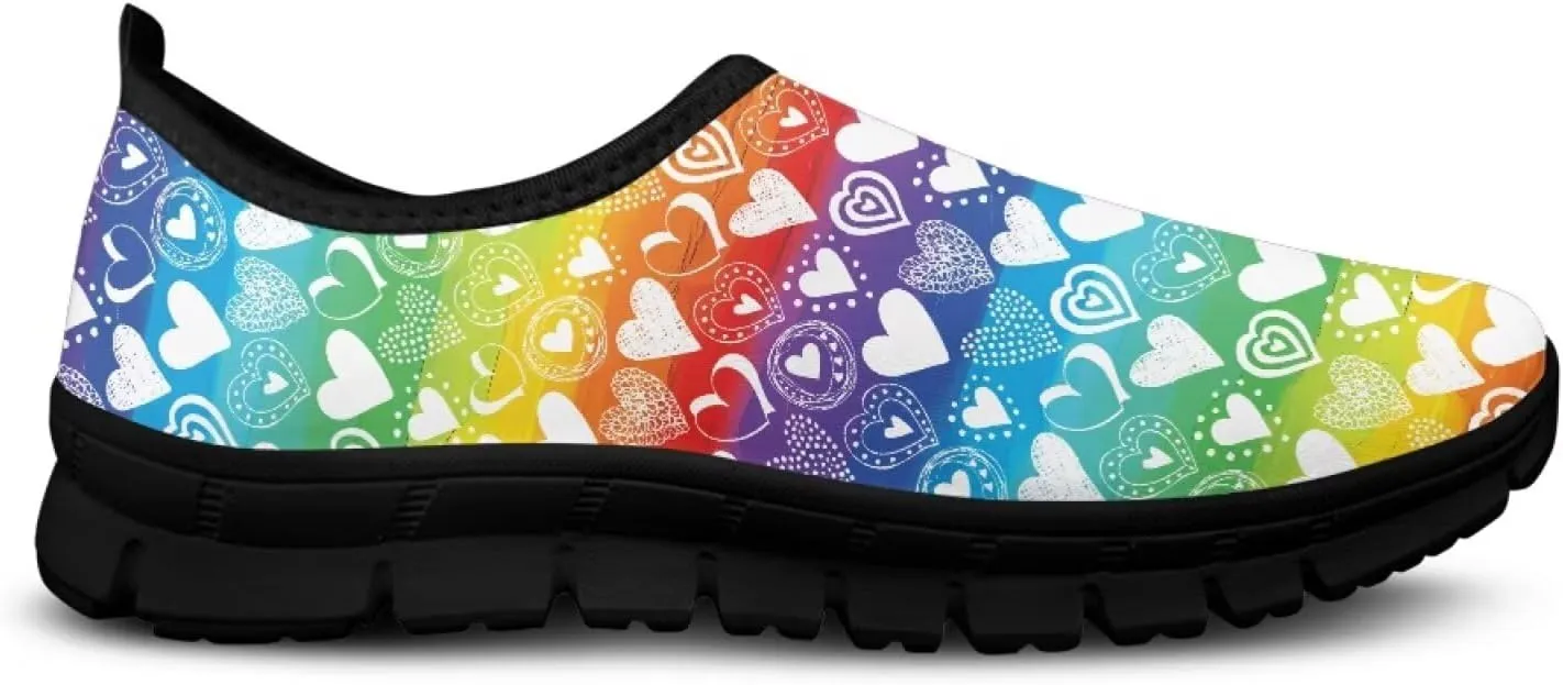 Heart Casual Sneakers for Women Show Loves Slip on Loafers with Arch Support Low Cut Shoes Valentine's