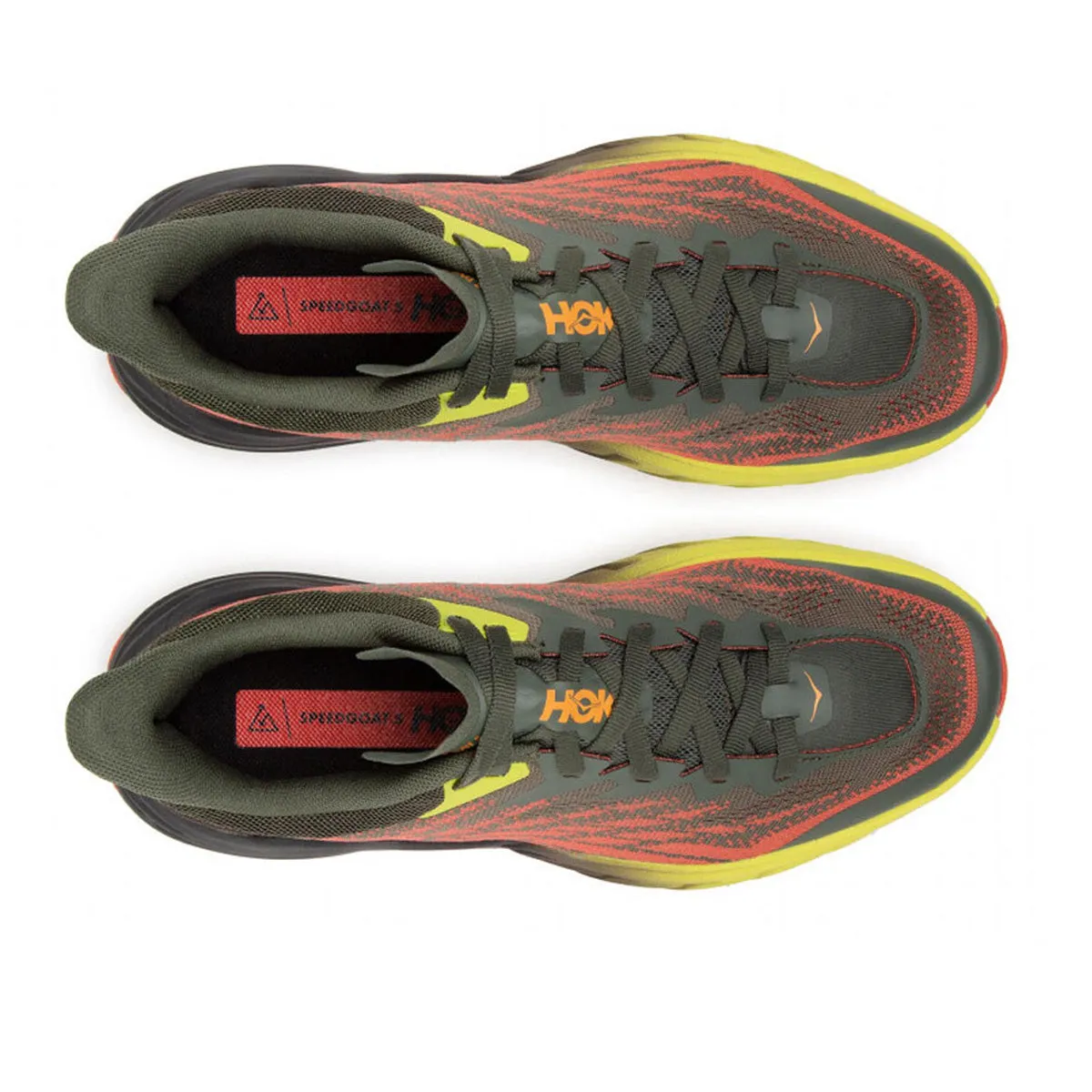 Mens Hoka Speedgoat 5 Trail Running Shoes | Thyme/Fiesta Green