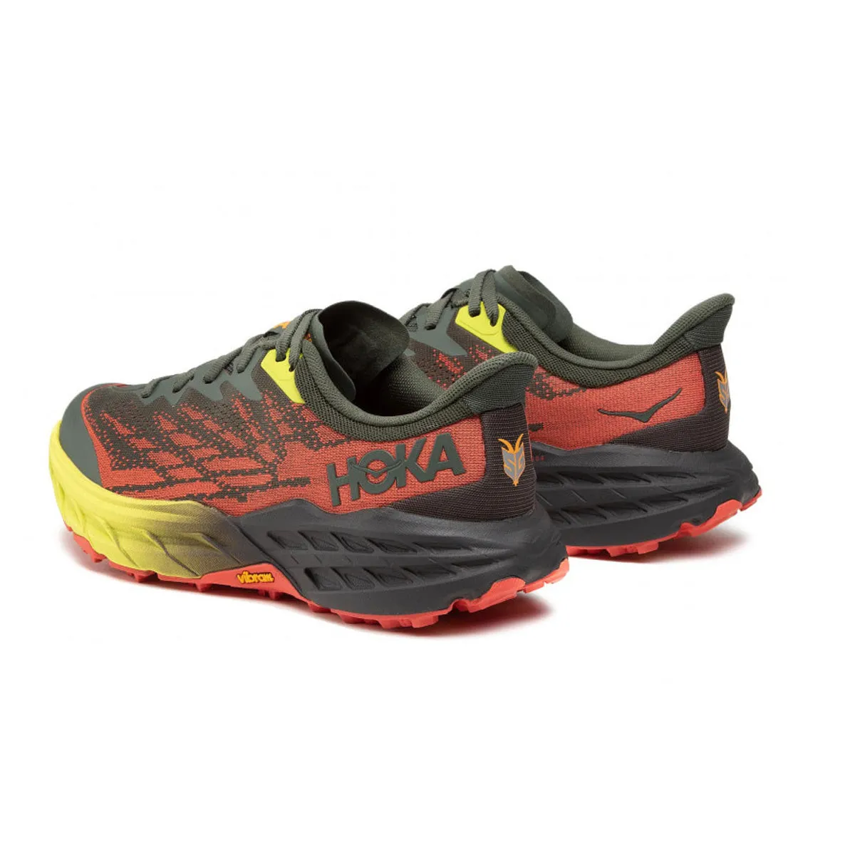 Mens Hoka Speedgoat 5 Trail Running Shoes | Thyme/Fiesta Green