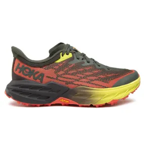 Mens Hoka Speedgoat 5 Trail Running Shoes | Thyme/Fiesta Green
