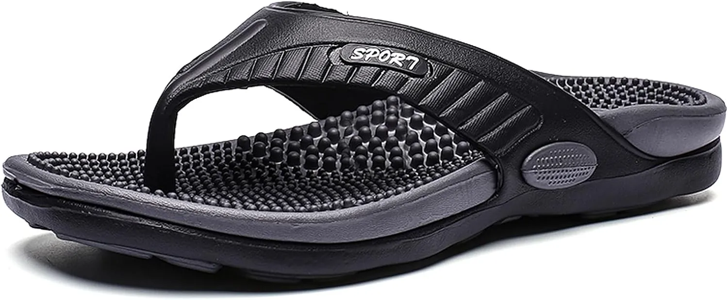 ihinzry Mens Sport Flip Flops with Plantar Fasciitis Arch Support Outdoor Summer Beach Sandals Comfort Orthotic Thong Sandals