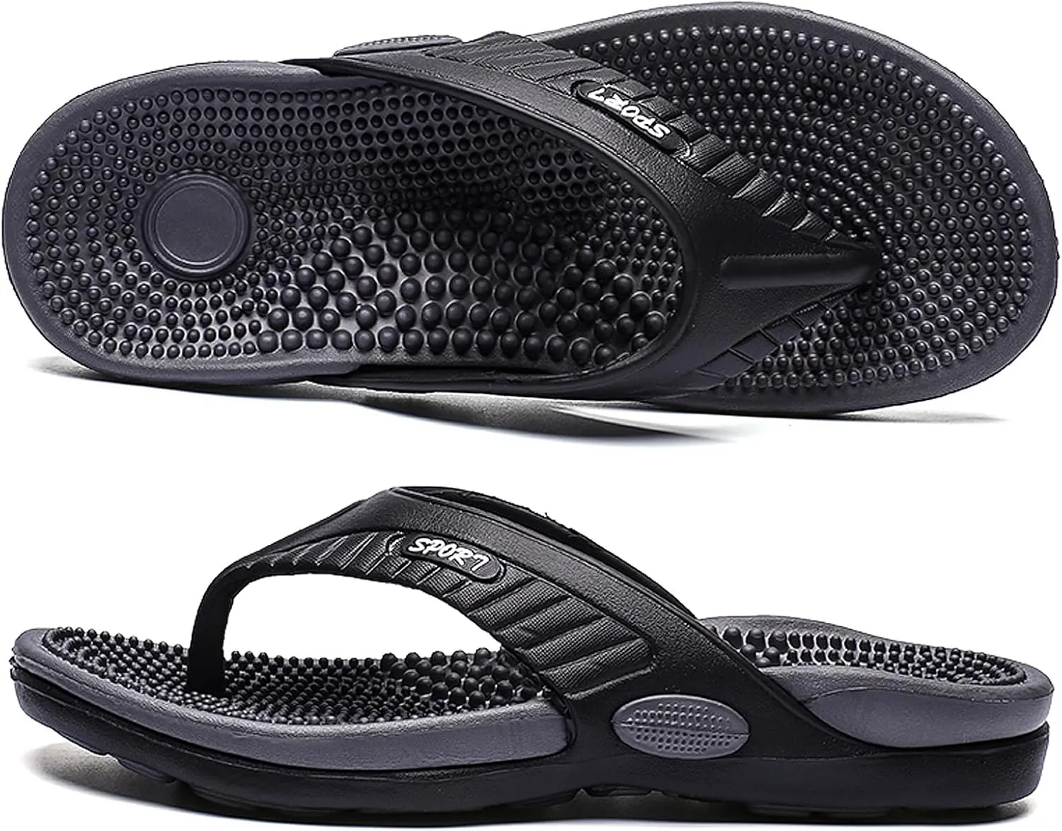 ihinzry Mens Sport Flip Flops with Plantar Fasciitis Arch Support Outdoor Summer Beach Sandals Comfort Orthotic Thong Sandals