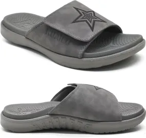 KuaiLu Mens Slides Soft Cushion Sport Sandals with Plantar Fasciitis Arch Support Adjustable Open Toe Summer Slippers Slip on Indoor Outdoor Size 7-15