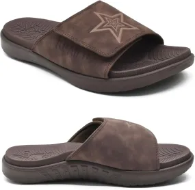 KuaiLu Mens Slides Soft Cushion Sport Sandals with Plantar Fasciitis Arch Support Adjustable Open Toe Summer Slippers Slip on Indoor Outdoor Size 7-15 KuaiLu Mens Slides Soft Cushion Sport Sandals with Plantar Fasciitis Arch Support Adjustable Open Toe Summer Slippers Slip on Indoor Outdoor Size 7-15