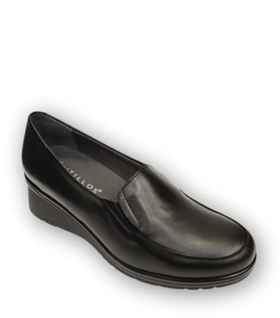 Ladies Wedge Heel Pitillos Slip On Shoes Black 106