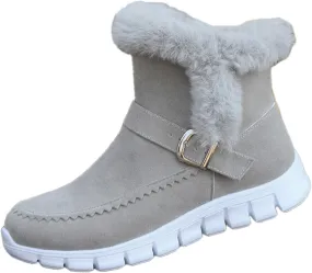 Ladmiple Snow Boots For Women Wide Calf Winter Boots Classic Faux Fur Lined Slip On Ankle Boots Fashion Warm Walking Shoes