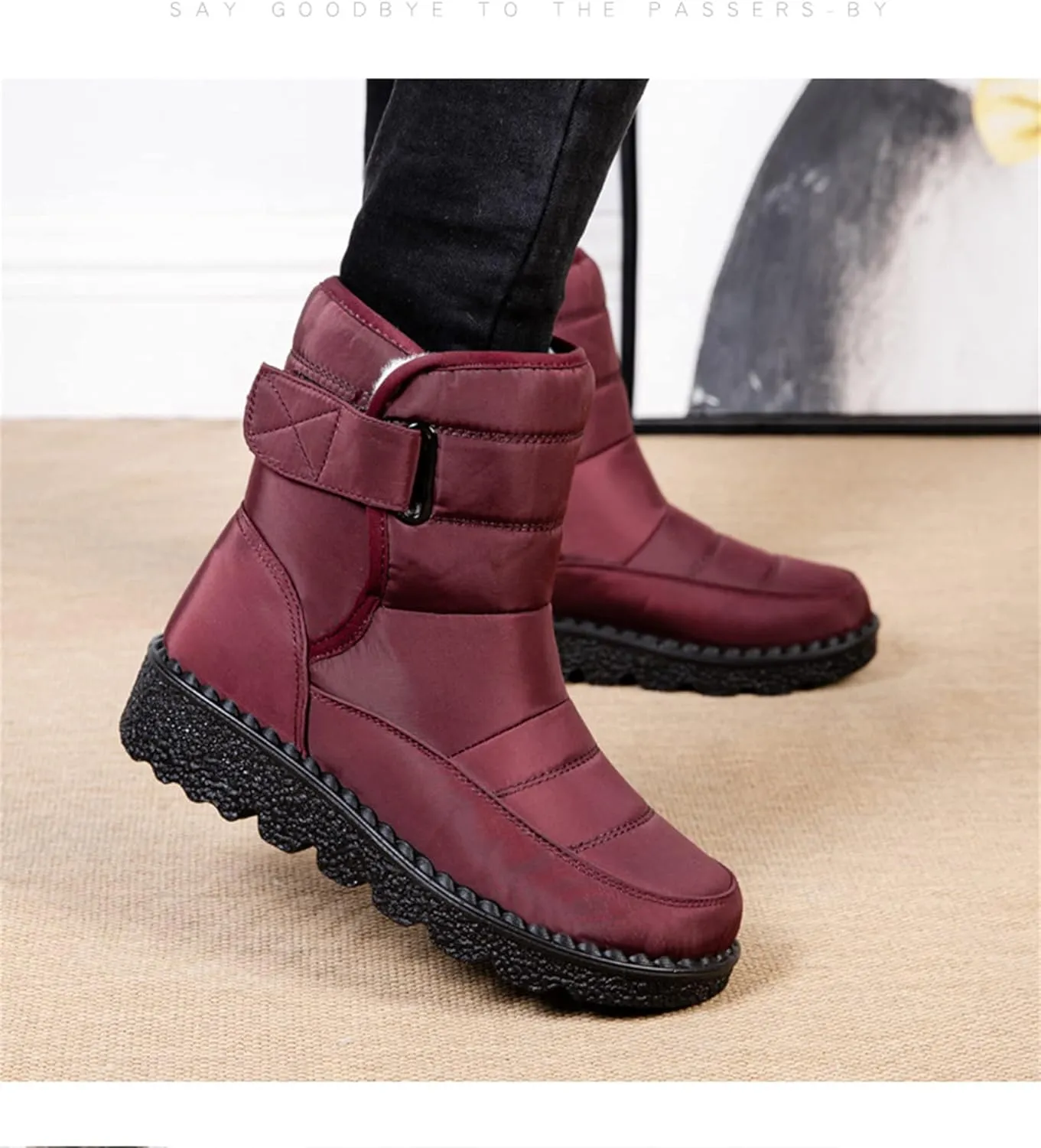 Lausiuoe Winter Boots For Women Waterproof Snow Non Slip Warm Fur Lined Anti-Slip Ankle Booties Outdoor Walking Shoes