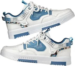 Men's Skate Style Sneakers - Lightweight Low Top Shoes for Skating & Walking | Trendy Lace-Up with Shock Absorption