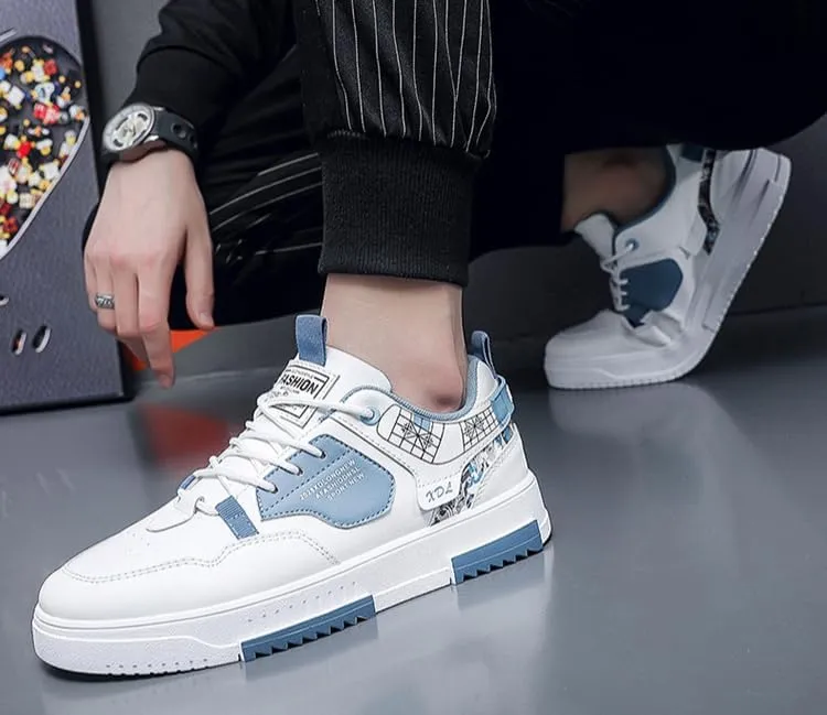 Men's Skate Style Sneakers - Lightweight Low Top Shoes for Skating & Walking | Trendy Lace-Up with Shock Absorption