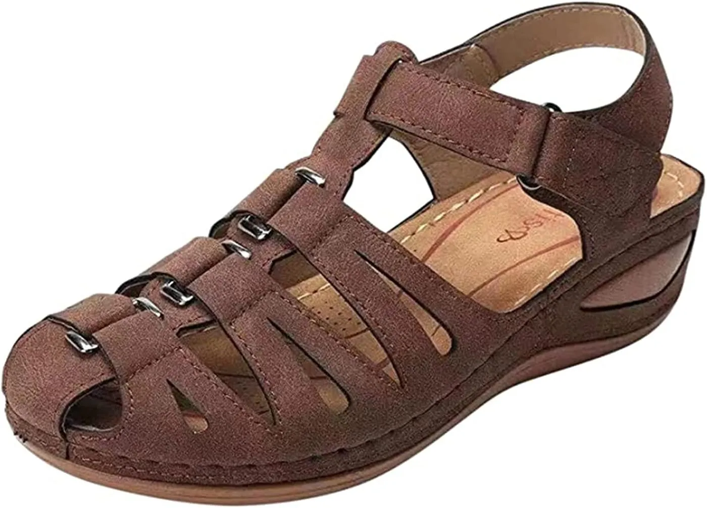oiangi Sandals Shoes for Women,Fashion Ankle Strap Casual Outdoor Hollow Wedge Shoes Sandals