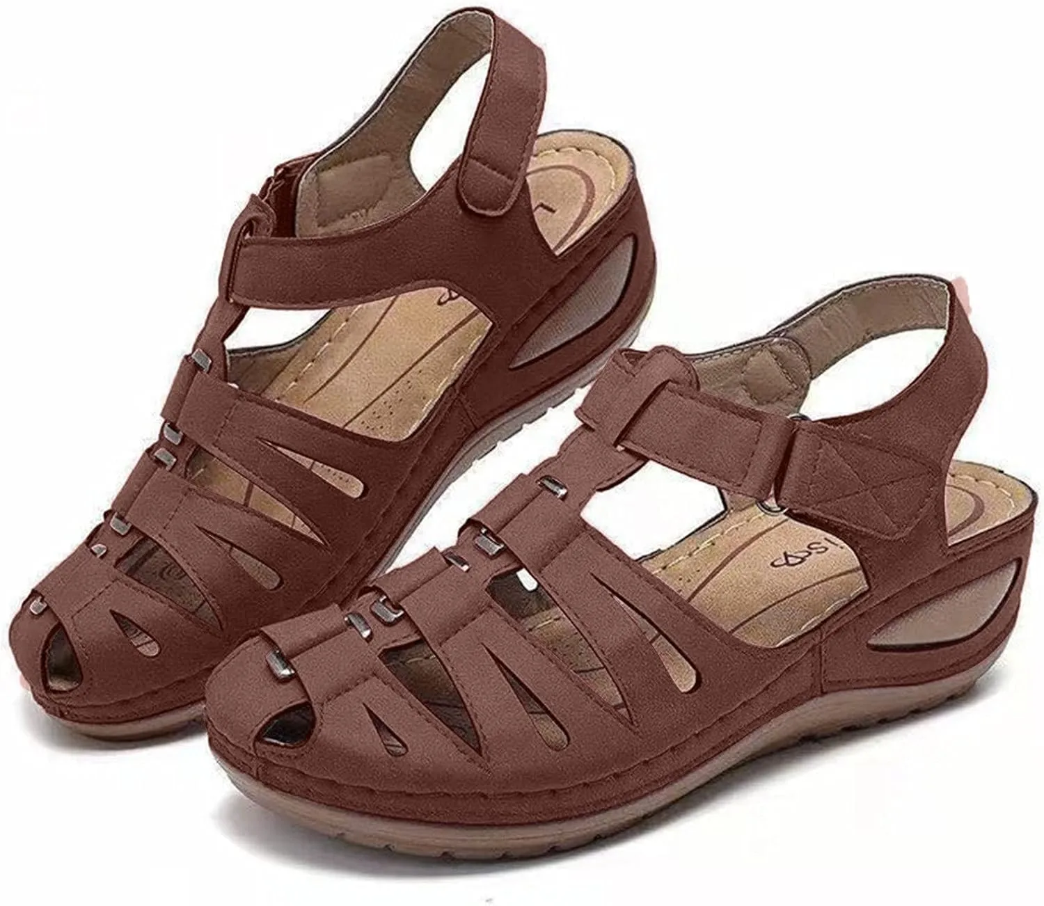oiangi Sandals Shoes for Women,Fashion Ankle Strap Casual Outdoor Hollow Wedge Shoes Sandals