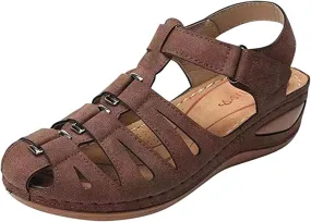 oiangi Sandals Shoes for Women,Fashion Ankle Strap Casual Outdoor Hollow Wedge Shoes Sandals