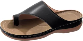 Orthopedic Wedge Sandals for Women Dressy Summer Flip Flops Summer Lightweight Loop Walking Open Toe Wedge Platform Slippers Comfortable Slip On Flip Flops with Arch Support