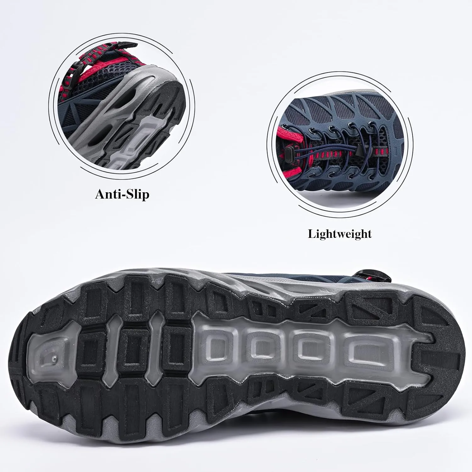 Queday Men's Women's Amphibious Water Shoes Closed Toe Hiking Sandals Summer Outdoor Water Sandal Non-Slip River Shoes Quick Drying Aqua Shoes