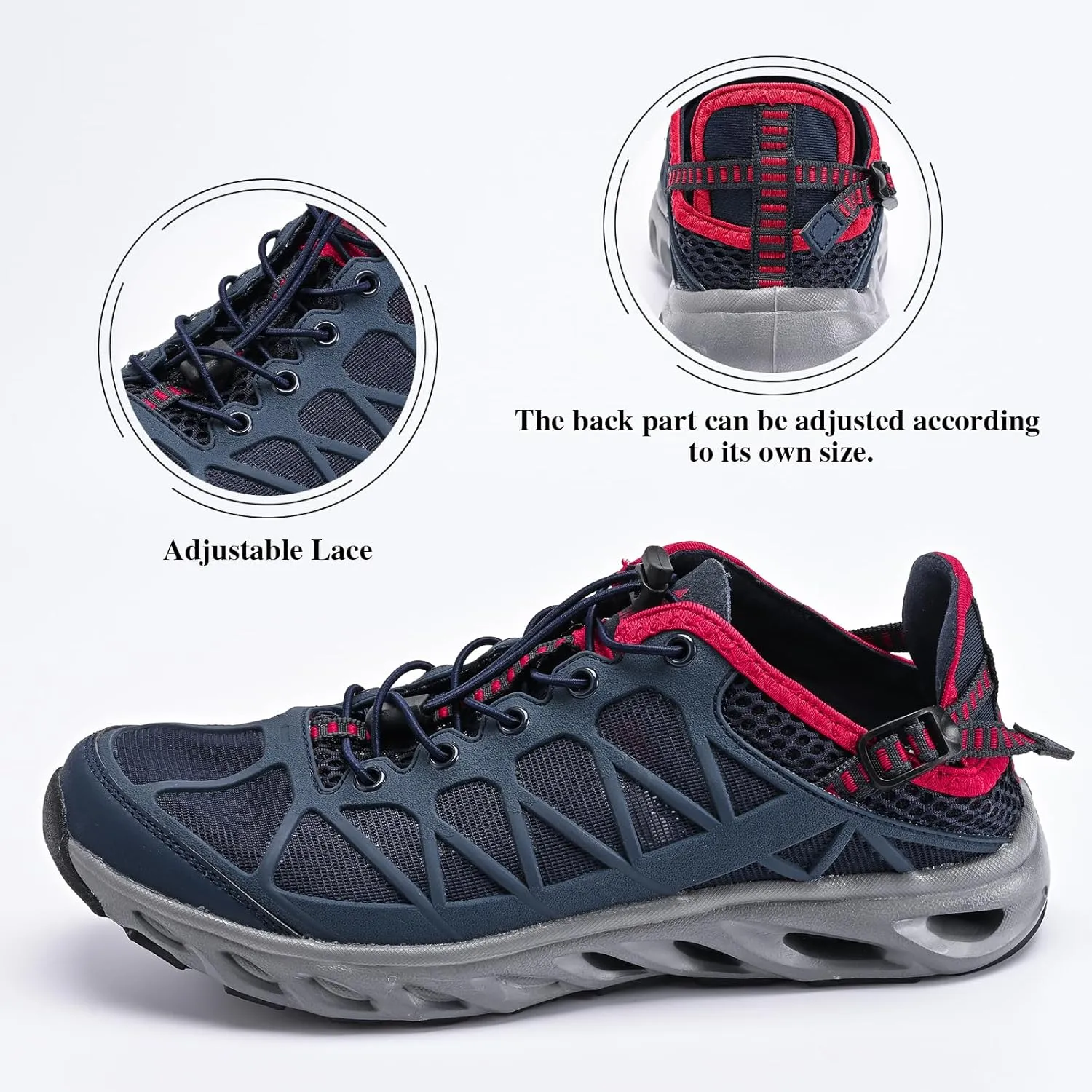 Queday Men's Women's Amphibious Water Shoes Closed Toe Hiking Sandals Summer Outdoor Water Sandal Non-Slip River Shoes Quick Drying Aqua Shoes