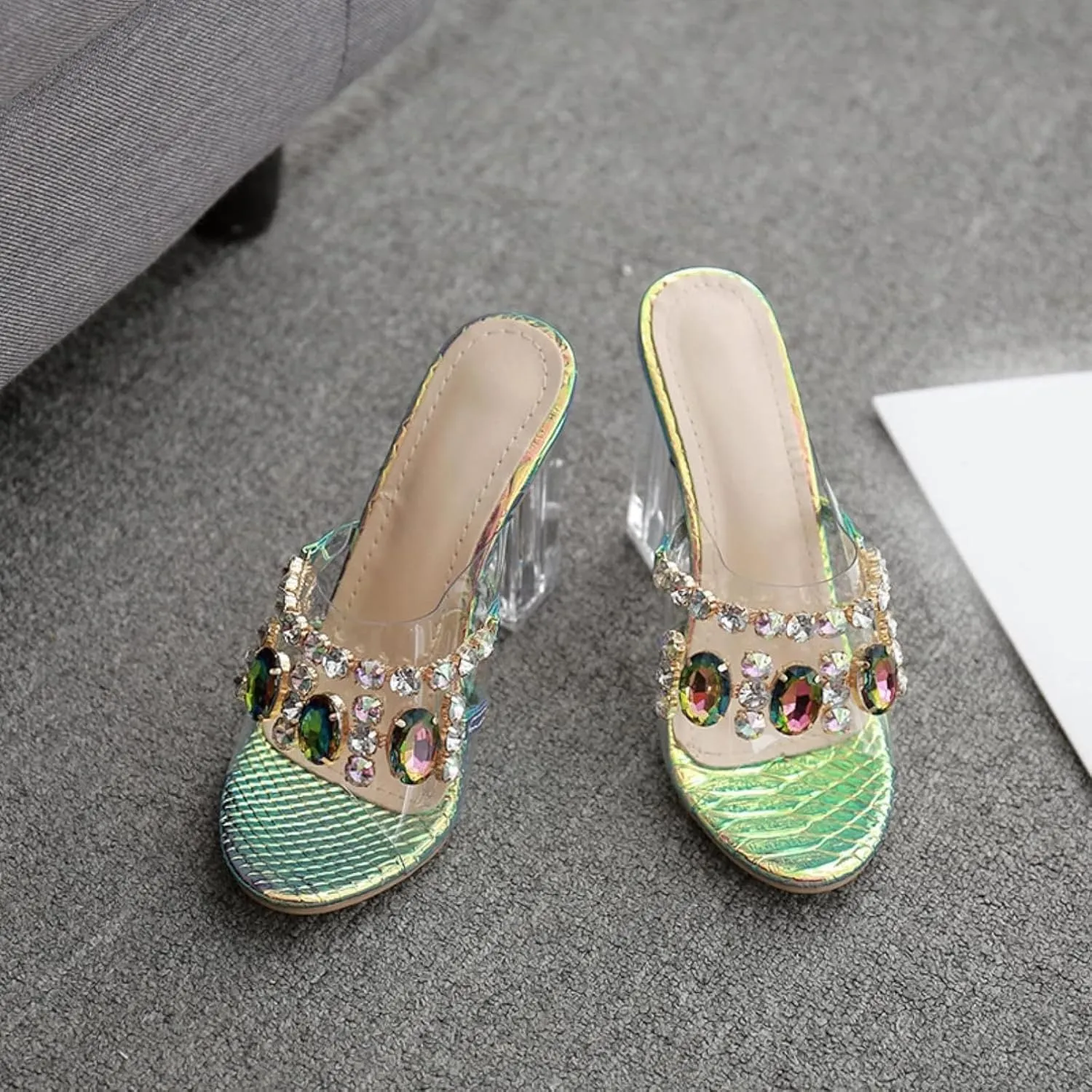 Summer High Cut Thick Heel Sandals, Fashionable Open Toe Wedding Slippers, Women's Dress Sandals