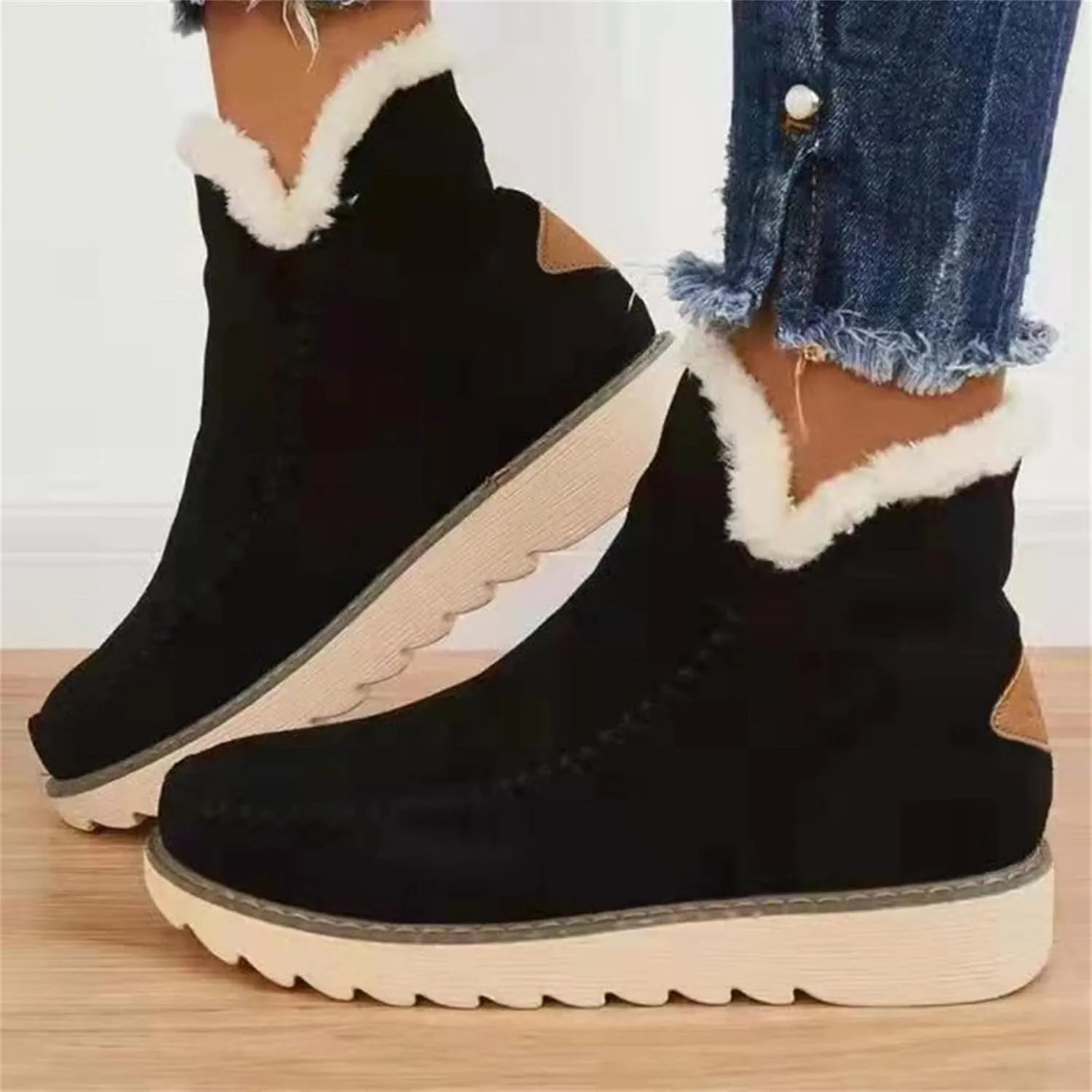Trending Winter Boots For Women 2024 Snow Boots with Fur Lined Warm Slip On Casual Fuzzy Loafers Shoes Ankle Booties