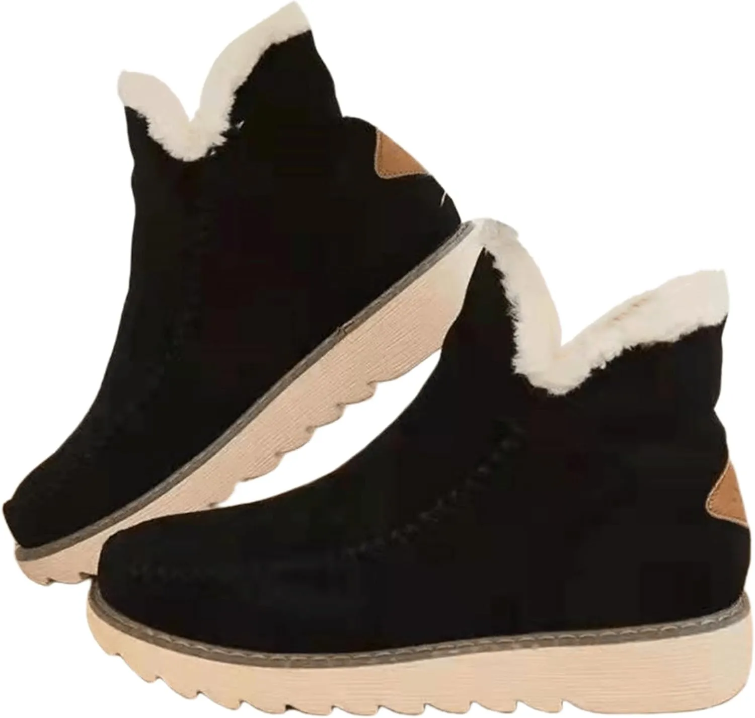 Trending Winter Boots For Women 2024 Snow Boots with Fur Lined Warm Slip On Casual Fuzzy Loafers Shoes Ankle Booties