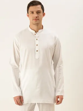 VASTRAMAY Men's White Cotton Kurta