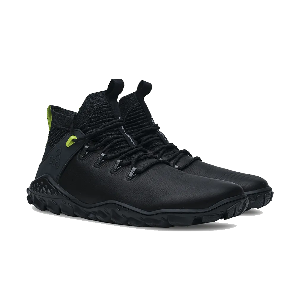 Vivobarefoot Magna Trail Mens Hiking Shoes in Obsidian/Lime Color - Ideal for Forest Escapades