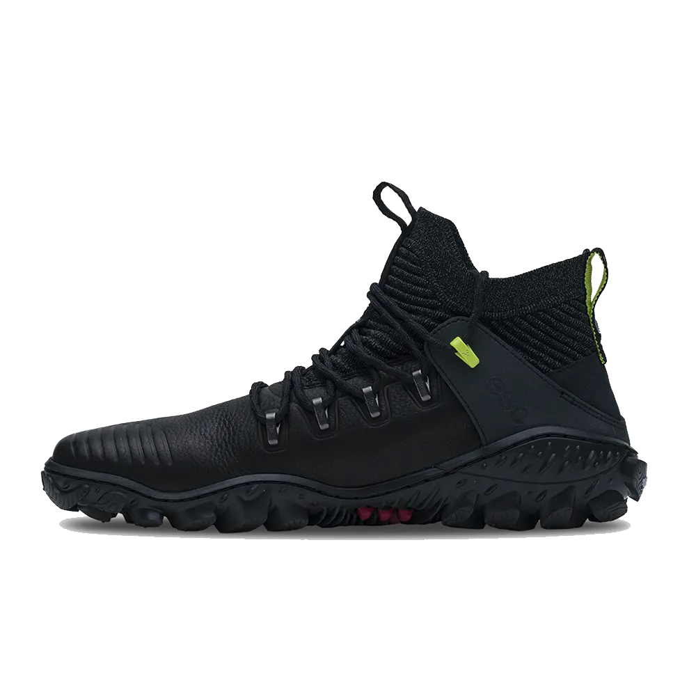 Vivobarefoot Magna Trail Mens Hiking Shoes in Obsidian/Lime Color - Ideal for Forest Escapades