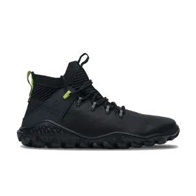 Vivobarefoot Magna Trail Mens Hiking Shoes in Obsidian/Lime Color - Ideal for Forest Escapades