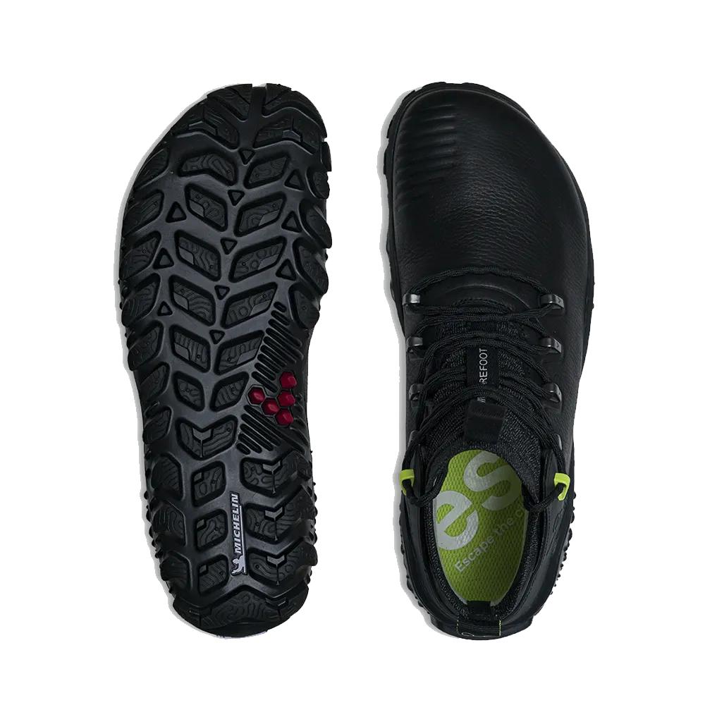 Vivobarefoot Magna Trail Mens Hiking Shoes in Obsidian/Lime Color - Ideal for Forest Escapades