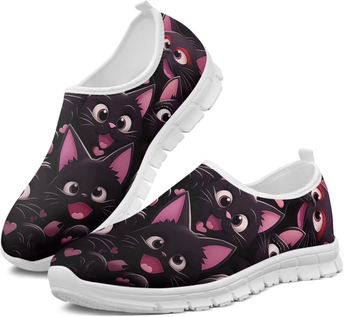 Women's Business Loafers Cat Print Low Top Barefoot Shoes Low-Cut Casual Flats US 5-13