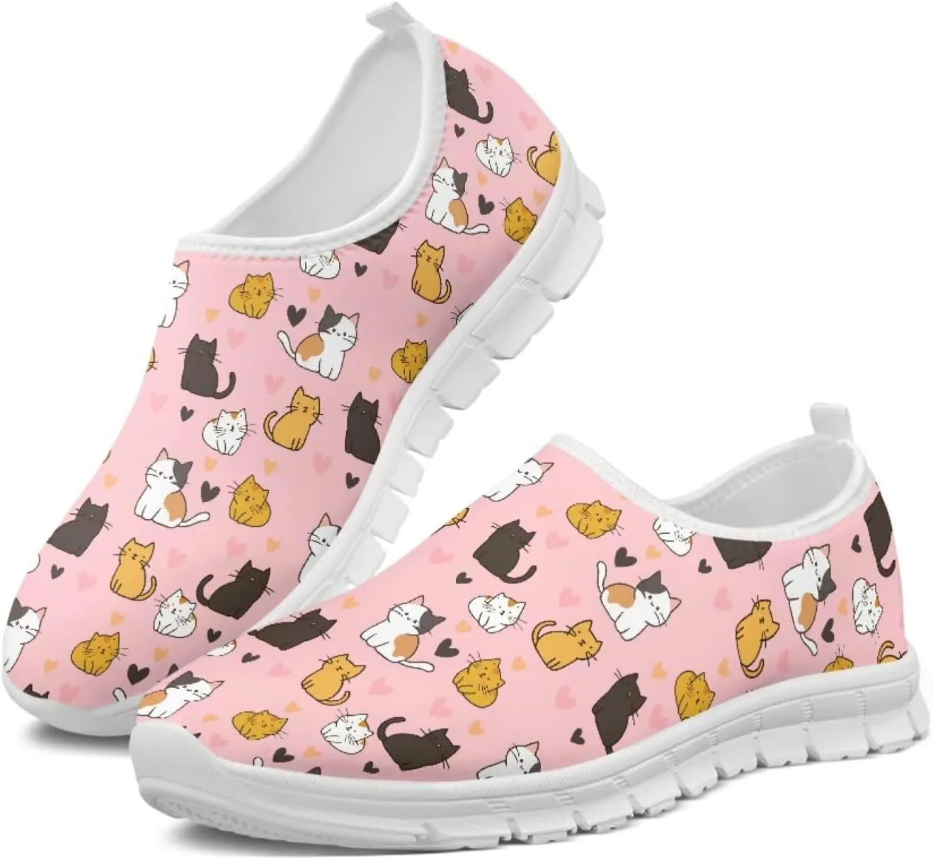 Women's Business Loafers Cat Print Low Top Barefoot Shoes Low-Cut Casual Flats US 5-13