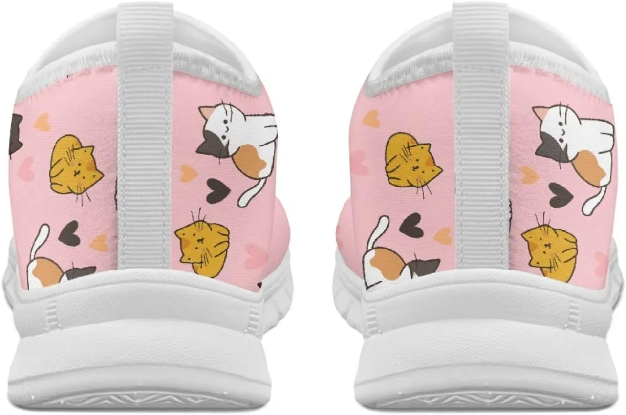 Women's Business Loafers Cat Print Low Top Barefoot Shoes Low-Cut Casual Flats US 5-13
