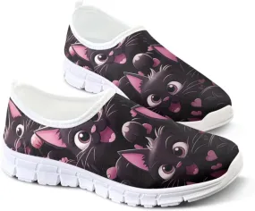 Women's Business Loafers Cat Print Low Top Barefoot Shoes Low-Cut Casual Flats US 5-13