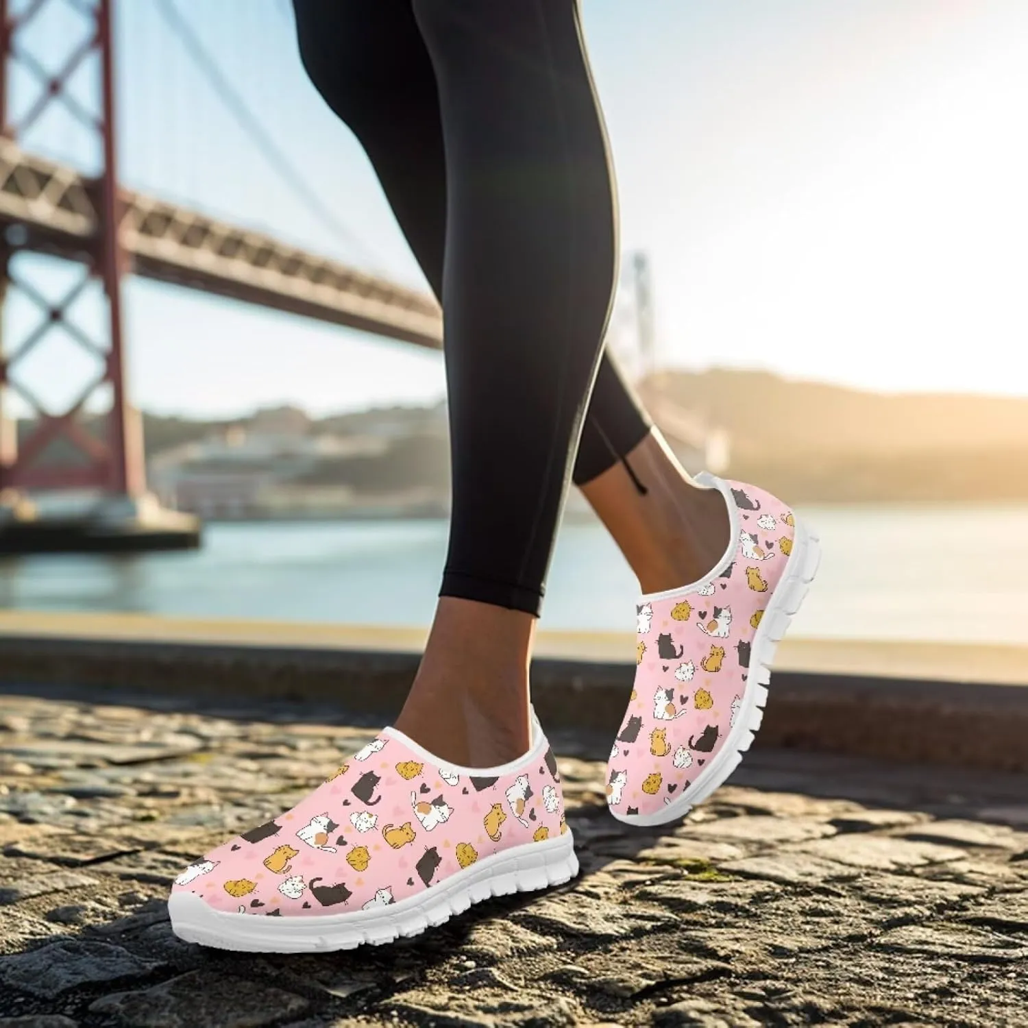 Women's Business Loafers Cat Print Low Top Barefoot Shoes Low-Cut Casual Flats US 5-13