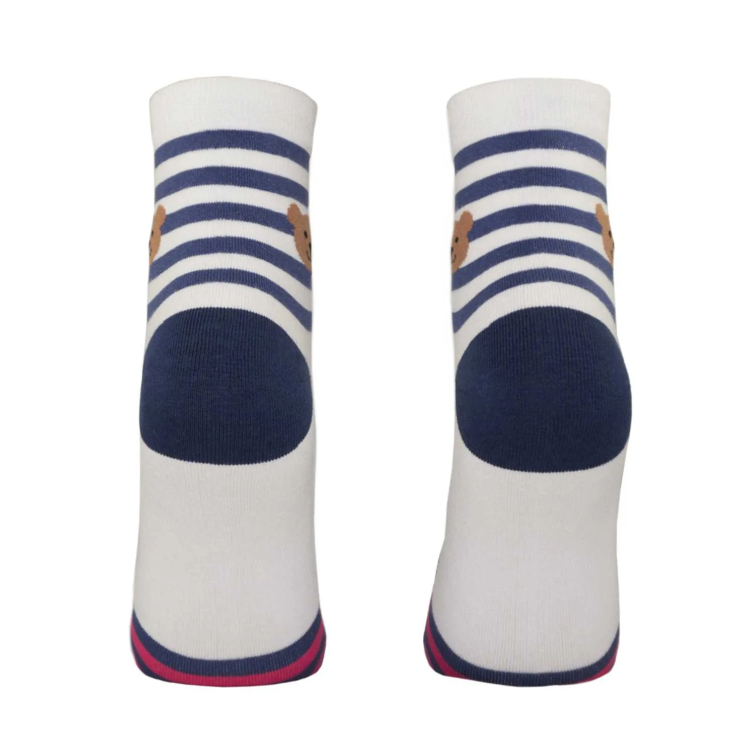 Women's Pretty Bear Design Crew Socks - White