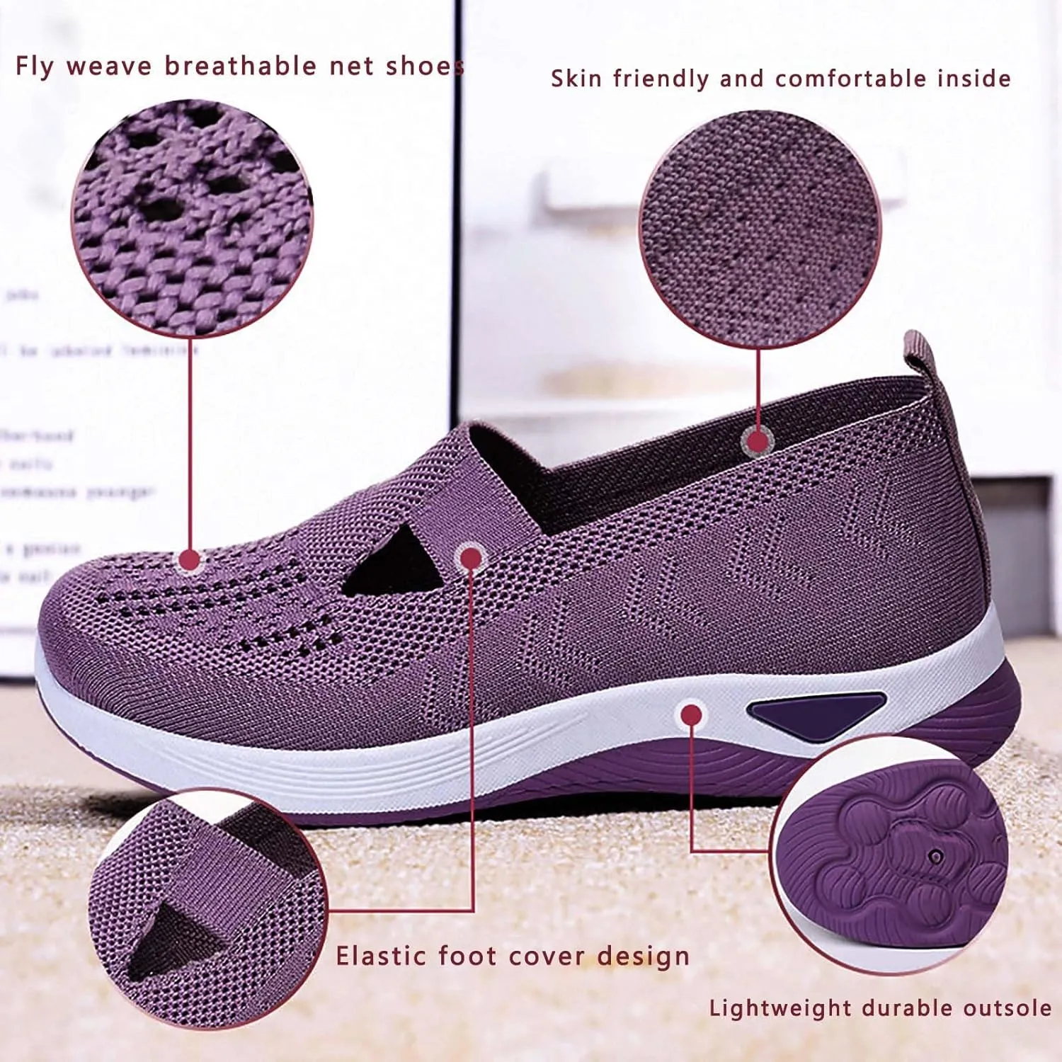 Women's Woven Orthopedic Breathable Soft Walking Walking Shoes Women Jogging Dress Casual Shoes Waterproof Sneakers Slip On Tennis Shoe White Loafers