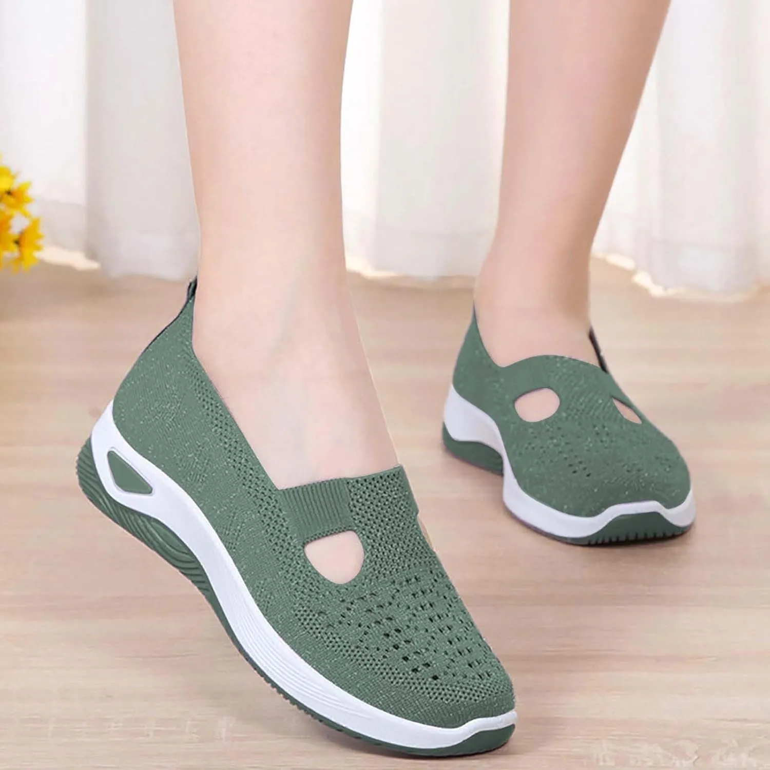 Women's Woven Orthopedic Breathable Soft Walking Walking Shoes Women Jogging Dress Casual Shoes Waterproof Sneakers Slip On Tennis Shoe White Loafers